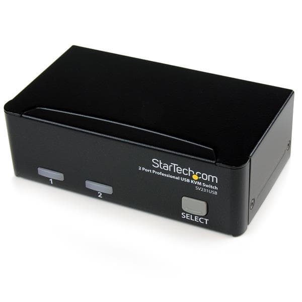 StarTech.com 2-porttinen VGA USB KVM -kytkin - VGA KVM -kytkin sis. kaapeli - KVM-kytkin - USB - 2 x KVM-porttia - 1 paikallinen käyttäjä - Pöytäkone musta