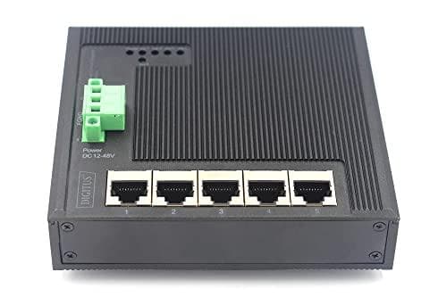 DIGITUS Industrial Gigabit Flat Switch - Utökat temperaturområde - Switch - 5 x 10/100/1000 - DIN-skena monteringsbar, väggmonterbar - Likström