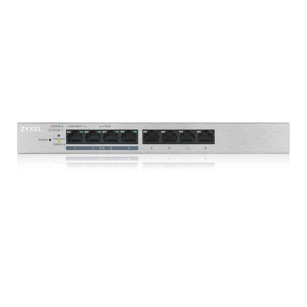 Zyxel GS1200-8HPv2 – 8-porttinen Gigabit Web Managed PoE+ -kytkin 60 watin budjetilla