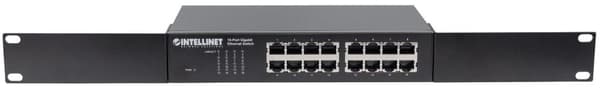 Intellinet 16-porttinen Gigabit Ethernet -kytkin - Kytkin - 16 x 10/100/1000 - Pöytäkone, telineeseen kiinnitettävä (561068)