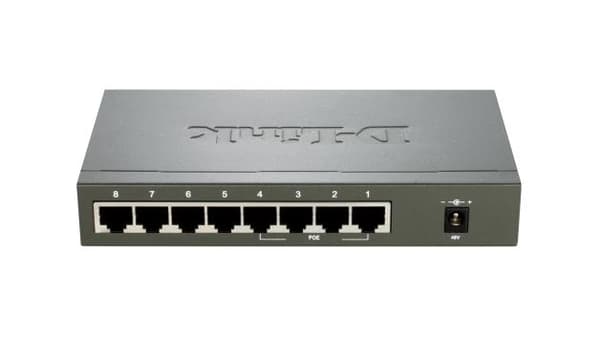 D-Link DES-1008 Pa Switch - Nätverksswitch (Ohanterad, Fast Ethernet (10/100), IEEE 802.3, IEEE 802.3 Af, IEEE 802.3U, IEEE 802.3 X, 1000 poster, 1,6