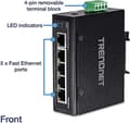 Miniatyrbillede 3 af 6: TRENDnet TI-E50 - switch - uadministreret - 5 x 10/100 - DIN-skinne monteres, vægmonteres - DC