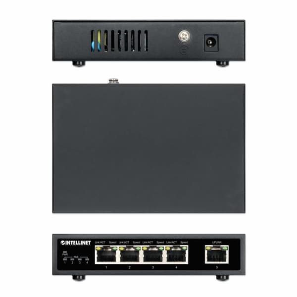 Intellinet - Kytkin - 4 x 10/100/1000 (PoE+) + 1 x 10/100/1000 (uplink) - pöytäkone - PoE+ (62 W)