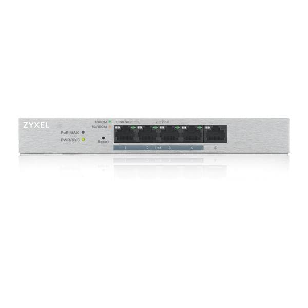 Zyxel GS1200-5HPv2 - 5-porttinen Gigabit Web Managed PoE+ -kytkin 60 watin budjetilla