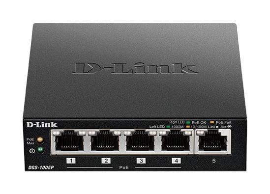 D-Link DGS-1005P nätverksswitch Unmanaged L2 Gigabit Ethernet (10/100/1000) Power over Ethernet (PoE) Svart