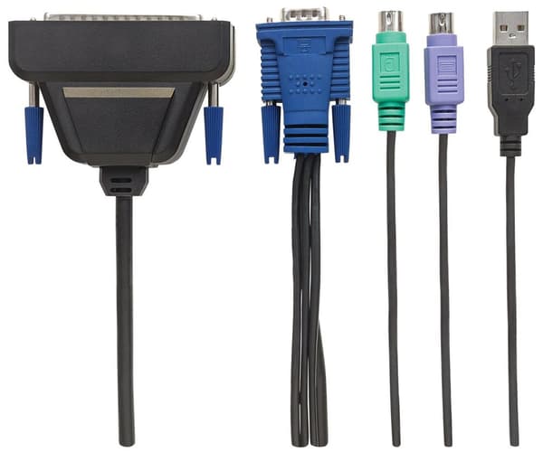 Intellinet 507769 1-ports VGA-kabel til KVM-konsol Inkluderer PS/2 USB og VGA han sort