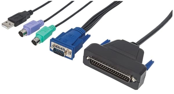 Intellinet 507769 1-ports VGA-kabel til KVM-konsol Inkluderer PS/2 USB og VGA han sort