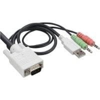 INLINE-kaapelin KVM-kytkin - KVM/Audio/USB-kytkin - 2 x KVM/Audio/USB - 1 paikallinen käyttäjä - Työpöytä musta, Valkoinen