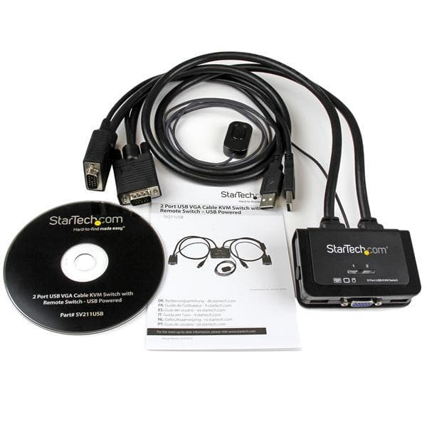 StarTech.com 2-ports USB VGA-kabel KVM-switch - USB-driven med fjärrkontroll - KVM-switch - USB - 2 x KVM-port(ar) - 1 lokal användare - Desktop (SV21