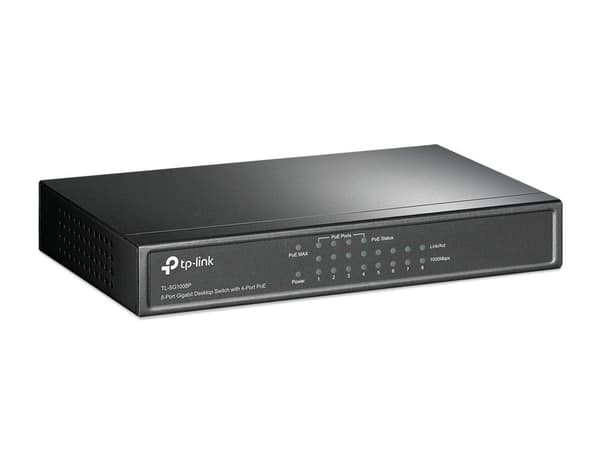TP-LINK TL-SG1008P - switch - ikke-administreret - 4 x 10/100/1000 (PoE) + 4 x 10/100/1000 - desktop - PoE (TL-SG1008P)