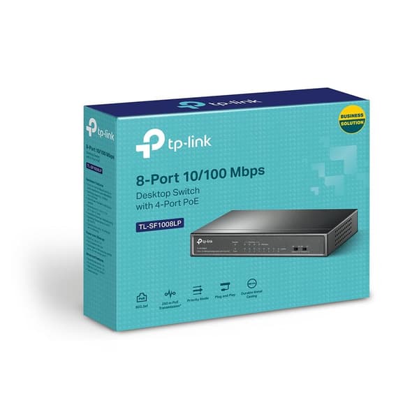 TP-LINK TL-SF1008LP nätverksswitch Unmanaged Fast Ethernet (10/100) Power over Ethernet (PoE) Svart