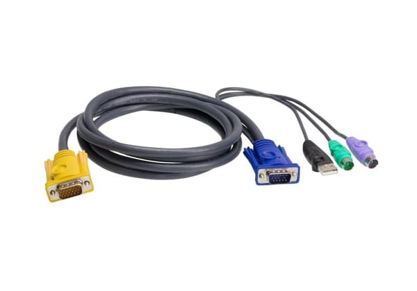 ATEN 2L-5302UP - Näppäimistön/videon/hiiren (KVM) kaapeli - 18-nastainen SPHD (M) - USB Type A 4-pin PS/2 6-pin HD-15 (M) - 1,8m (2L-5302UP)