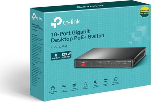 TP-Link TL-SG1210MP nätverksswitch Ohanterad Gigabit Ethernet (10/100/1000) Power over Ethernet (PoE) Svart