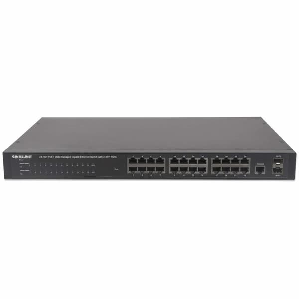 Intellinet PoE Web-Managed Gigabit Ethernet Switch - Switch - Managed - 24 x 10/100/1000 (PoE+) + 2 x SFP - Desktop, Rack-monterbar - PoE+ (560559)