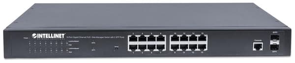 Intellinet 16-Port Gigabit Ethernet PoE+ web-administreret switch med 2 SFP-porte - Switch - Administreret - 16 x 10/100/1000 + 2 x SFP - Desktop, Rac