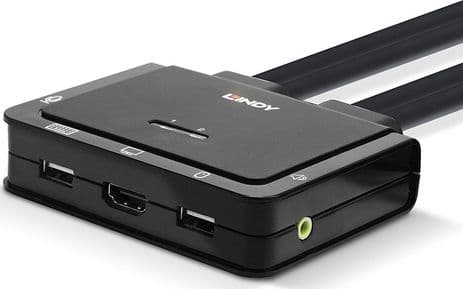 Lindy Lindy 42347 Switch KVM (switch) 2x HDMI, USB Type-C, USB 2.0 and 2-port audio Sort