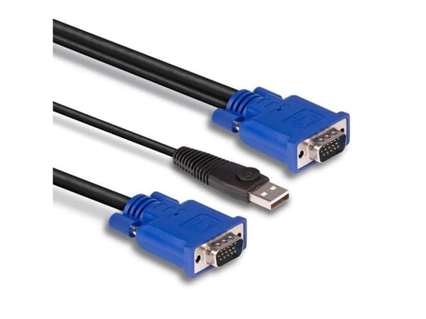Lindy 32186, 2 m, VGA, Sort, Blå, USB, 15 Way HD Male, 15 Way HD Male