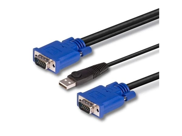 Lindy 32186, 2 m, VGA, Sort, Blå, USB, 15 Way HD Male, 15 Way HD Male