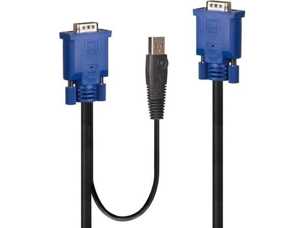 Lindy 32186, 2 m, VGA, Sort, Blå, USB, 15 Way HD Male, 15 Way HD Male