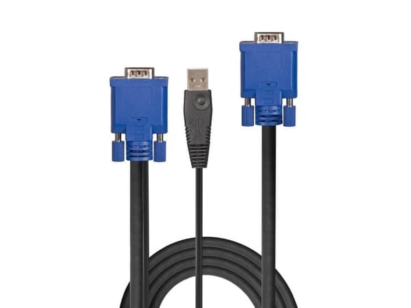 Lindy 32186, 2 m, VGA, Sort, Blå, USB, 15 Way HD Male, 15 Way HD Male