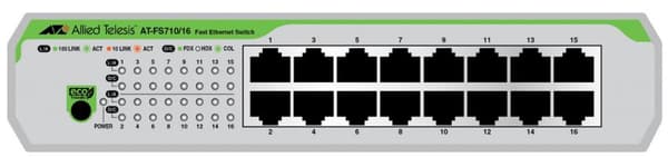 Allied Telesis AT-FS710/16-50 Unmanaged Fast Ethernet (10/100) 1U vihreä, harmaa Vihreä, Harmaa