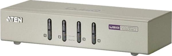 ATEN CS74U - KVM/äänikytkin - 4 x KVM/ääni - 1 paikallinen käyttäjä - pöytäkone - DC (CS74U-AT) Harmaa