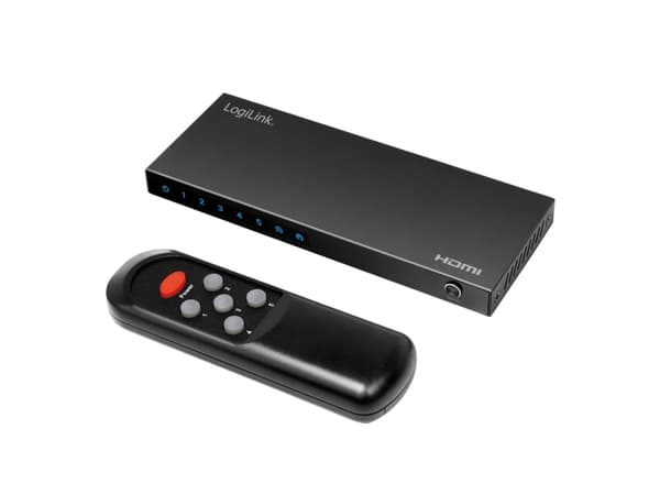 HDMI switch, 5x1-Port, 4K/60 Hz, HDCP, HDR, CEC, RC, metal