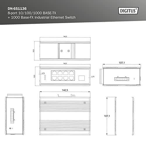 Digitus 8-porttinen 10/100/1000BASE-TX+1000Base-FX Industrial Ethernet Switch (DN-651136)