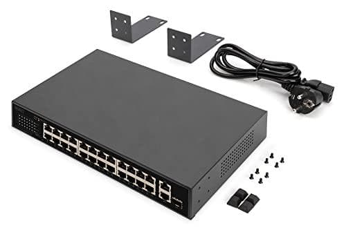 Digitus 24 Port FE PoE Switch 2 Uplink-portar (SFP/RJ45) - Gigabit Ethernet (10/100/1000) - Full Duplex - Power over Ethernet (PoE) - Rackmontering -