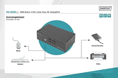 DIGITUS - KVM-/Audio-/USB-switch - 4 x KVM-portar - 1 lokal användare - Desktop (DS-12882)