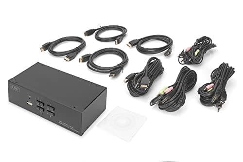 DIGITUS - KVM-/Audio-/USB-switch - 4 x KVM-portar - 1 lokal användare - Desktop (DS-12882)