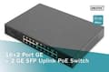 Pikkukuva 4 / 6: Digitus 16+2 -portti 10/100/1000 Mbps + 2 Gigabit SFP PoE -kytkin - Hallitsematon - Gigabit Ethernet (10/100/1000) - Full Duplex - Rackmount - 1U (DN-