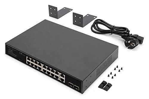 Digitus 16+2 -portti 10/100/1000 Mbps + 2 Gigabit SFP PoE -kytkin - Hallitsematon - Gigabit Ethernet (10/100/1000) - Full Duplex - Rackmount - 1U (DN-