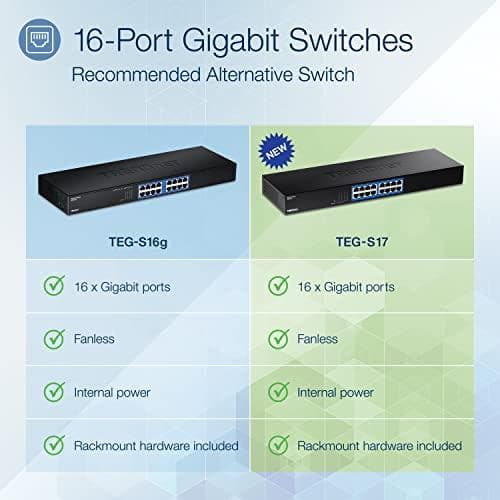 TRENDnet TEG S17 - Switch - 16 x 10/100/1000 - rackmonterbar