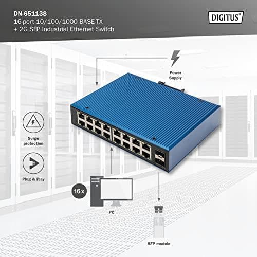 Digitus 16-porttinen 10/100/1000BASE-TX +2G SFP Industrial Ethernet Switch (DN-651138)