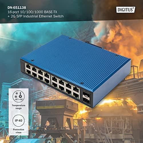 Digitus 16-porttinen 10/100/1000BASE-TX +2G SFP Industrial Ethernet Switch (DN-651138)