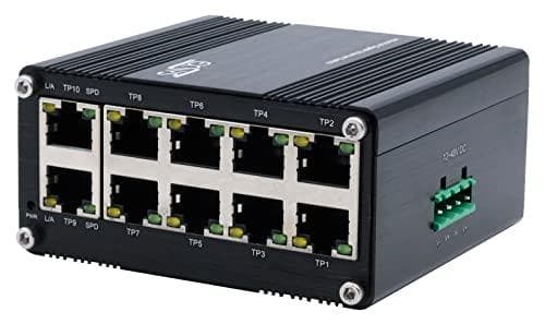 Kytkin 10-porttinen Industrial Ethernet 10x10/100/1000Tx, 12-48VDC (EX-62025)