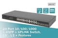 Miniatyrbild 4 av 6: Digitus 24 Port 10/100/1000 + 4SFP+ UPLINK-switch - 48,30 cm (19") - L2+-funktioner (DN-80223)
