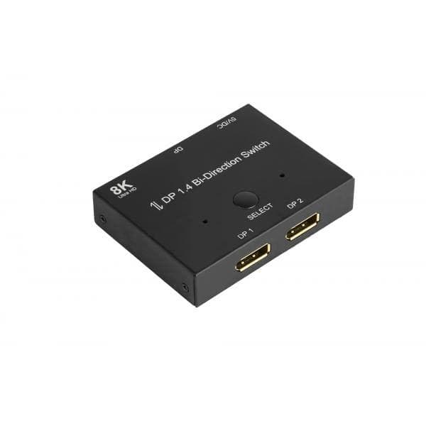 Alcasa DisplayPort-switchar - DisplayPort - Svart - Metall - 7680 x 4320 - Data - Guld (GC-M0262)
