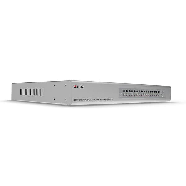 Lindy - KVM-switch - VGA, USB & PS/2 ?ombo - 16 x KVM-porte - 1 lokal bruger - rackmonterbar (39527) Sølv