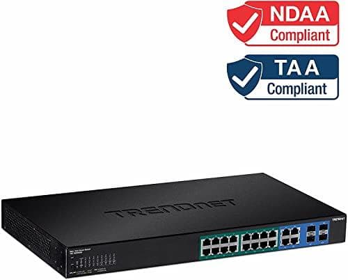 TRENDnet TPE 1620WSF - Switch - L2+ - Smart - 16 x 10/100/1000 (PoE+) + 4 x Shared Gigabit SFP - rackmonterbar - PoE+ (370 W)