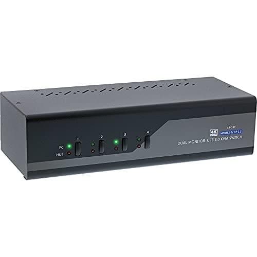 InLine 62644I - KVM/Audio/USB switch - 4 x KVM/Audio/USB - 1 lokal bruger - Desktop (62644I) Sort, Grå