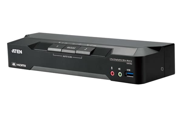 ATEN CM1942 2-porttinen 4K DP Dual Display Mini Matriv Boundless KVM (CM1942) musta