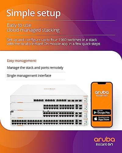 HPE Aruba Instant On 1960 24G 2XF Switch Europe (JL806A#ABB) - (Efterfølger til "HPE 1950 24G 24G 2SFP+ 2XGT Switch" (JG960A#ABB))