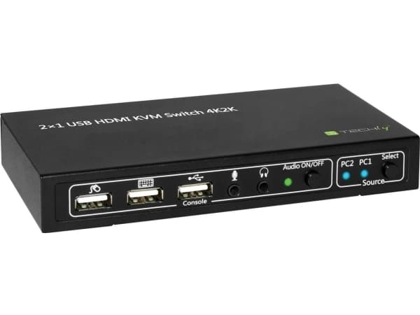 TECHly 2x1 USB HDMI KVM Switch 4Kx2K - Omkopplare för tangentbord/video/mus/ljud - 2 x KVM/ljud - 1 lokal användare - skrivbordsmodell