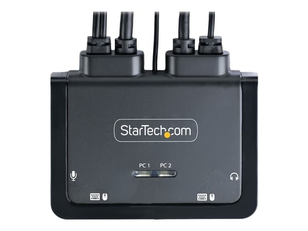 StarTech.com 2-Port Hybrid USB-C DisplayPort Cable KVM Switch, 4K 60Hz, Compact KVM with 6ft/1.8m USB-A/DisplayPort/Audio & 4ft/1.2m USB-C Integrated