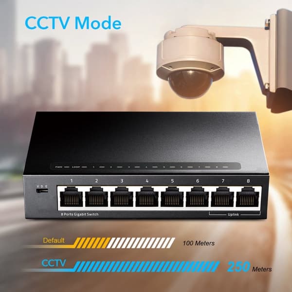 Cudy GS108 - 8 porttia - Metallikytkin - Gigabit ethernet-kytkin