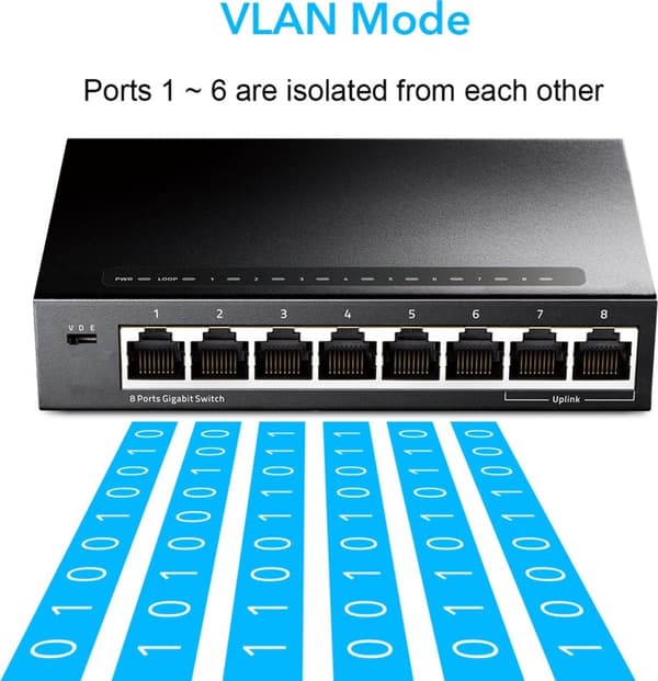 Cudy GS108 - 8 porttia - Metallikytkin - Gigabit ethernet-kytkin