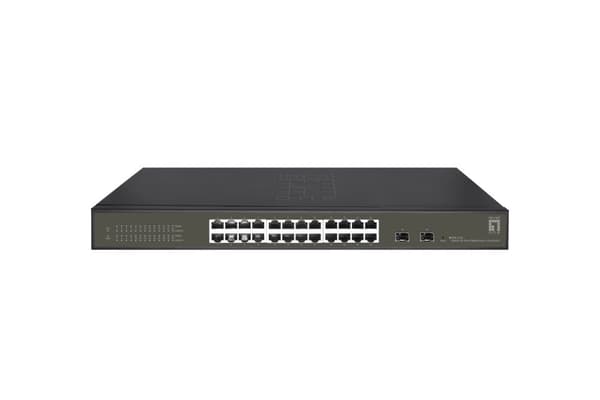 LevelOne Hilbert 26-portars Gigabit Smart Lite Switch - 24 x Gigabit RJ45 - 2 x Gigabit SFP (GES-2126) Svart