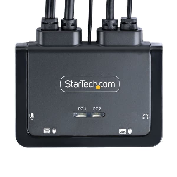 StarTech.com 2-porttinen USB-C-kaapeli KVM-kytkin, 4K 60 Hz DisplayPort-lähtö, kompakti KVM 1,2 m:n USB Type-C/Audio-integroiduilla kaapeleilla, väylä